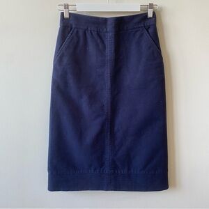 Boden Navy Pencil Skirt Brushed Cotton Size 2